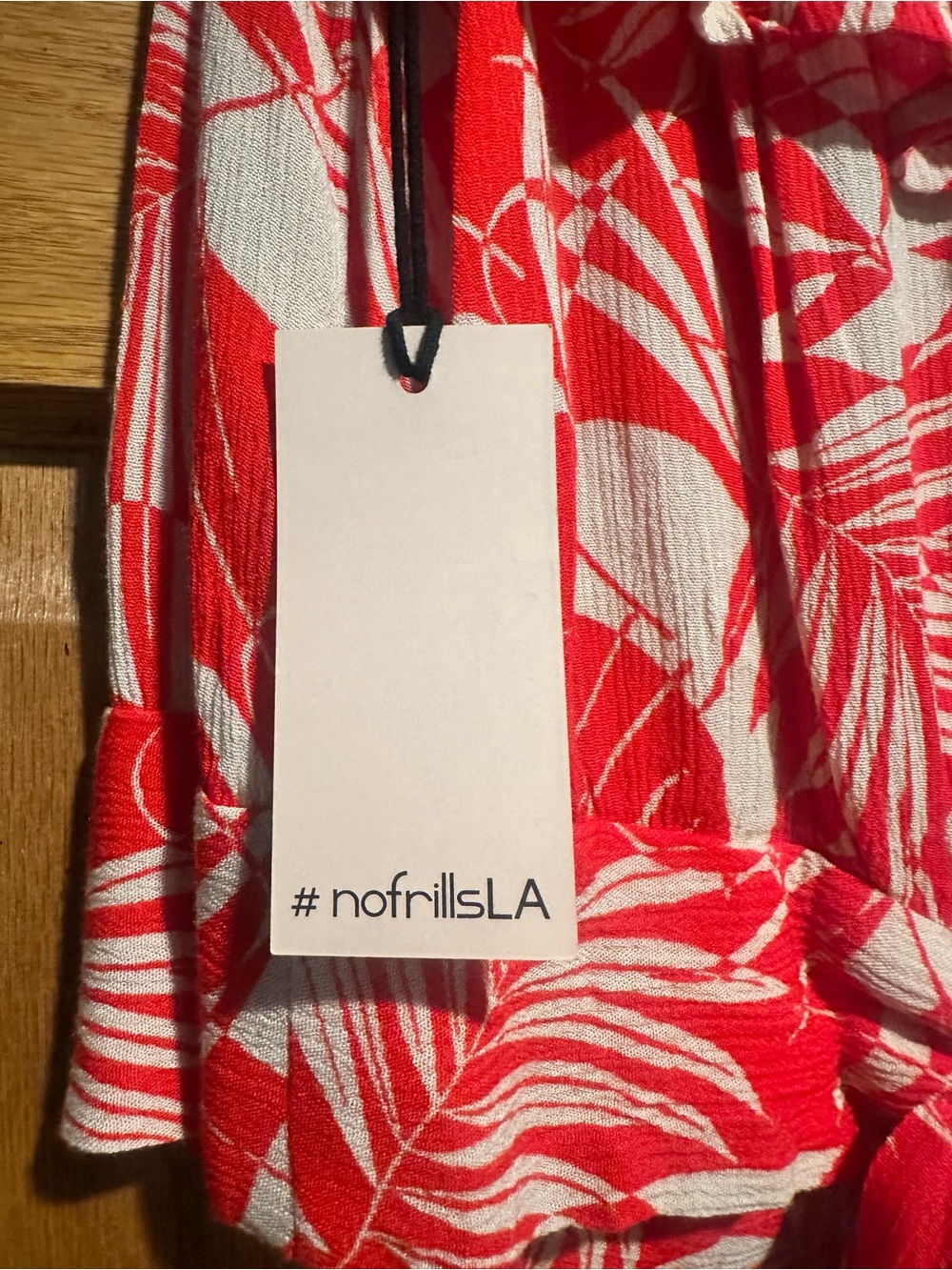 Red Tropical Off-Shoulder Ruffle Blouse - Picture 6 of 6